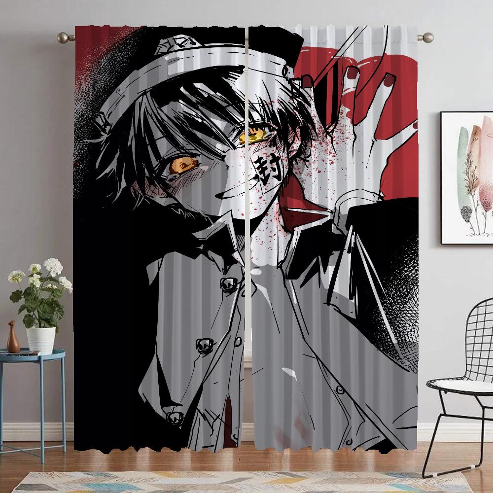 Hanako Kun Curtains for Bedroom Elegant Room Curtains 2 Pieces Window Curtain Shades Halloween Decoration Partition Living Child