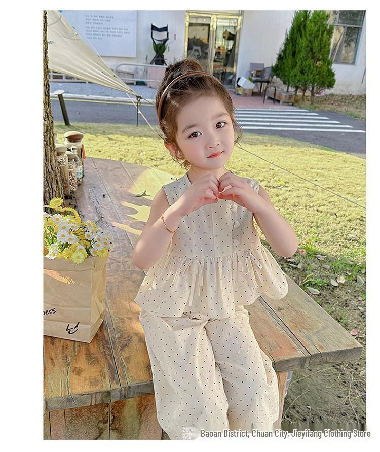 Girls' Floral Summer Set 2025: Casual Top & Loose Long Pants
