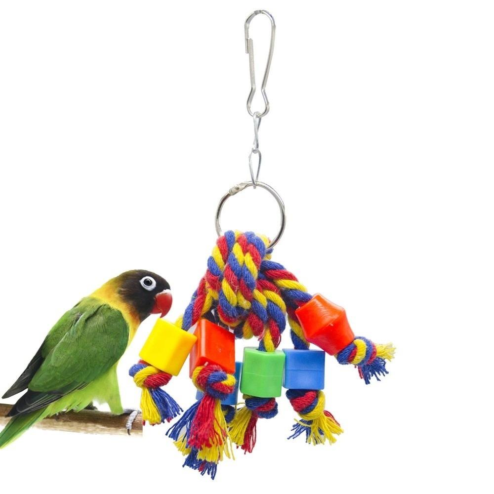 3pcs Colorful Bird Chewing Toy Plastic Beads Bite String Toy For Medium Parrots