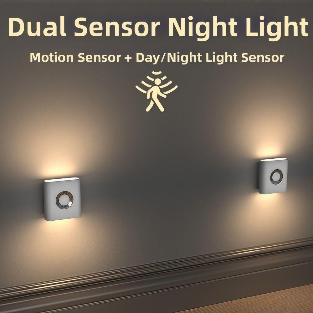 Rechargeable Motion Sensor Light LED Energy Saving EU US Plug Wireless Night Light Wall-mounted Warm White Light Wall Lamp