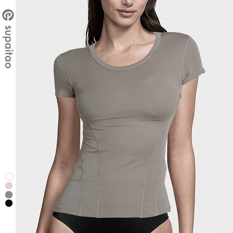 

Supeitao Sports Short Sleeve Yoga Suit Tops Silm Slim Looking Sports T-Shirt Pilates Running Wait Lifting Workout Clothes