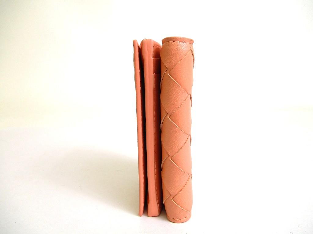 Authentic BOTTEGA VENETA Light Pink Leather Trifold Wallet Compact Wallet #b116  Open Box
