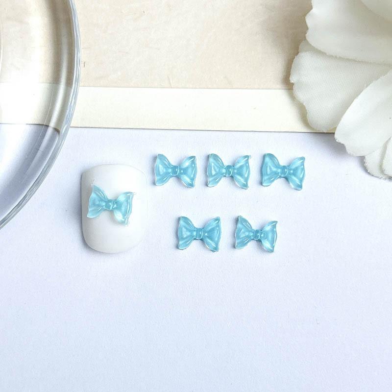 Nail Art Ice Transparent Bow Summer Internet Celebrity Water Ripple Jelly Color Bow Tie Resin Nail DIY Decorations