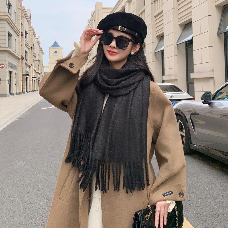 Mink hair scarf light luxury high-end imitation cashmere scarf women's winter Korean atmosphere men's shawl scarf autumn and winter
