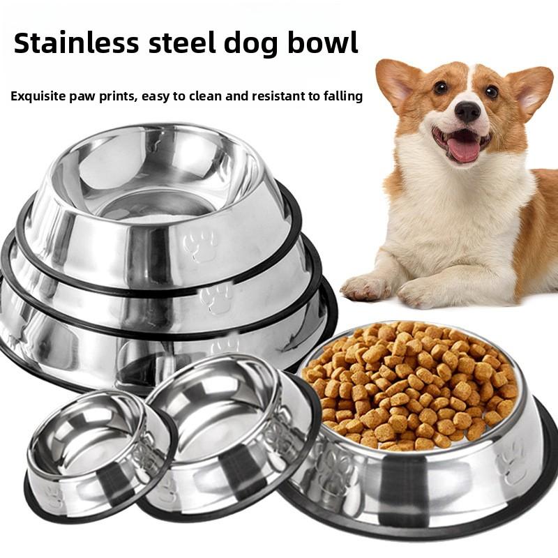 Dog bowl, shatterproof, bite-resistant stainless steel dog bowl, pet supplies, cat bowl, stainless steel pet bowl