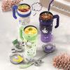 1200ml Isolerade muggar med is Rostfritt stål Tecknad mönster Termosflaska Kaffemuggar med handtag Utomhuscamping Vattenflaska