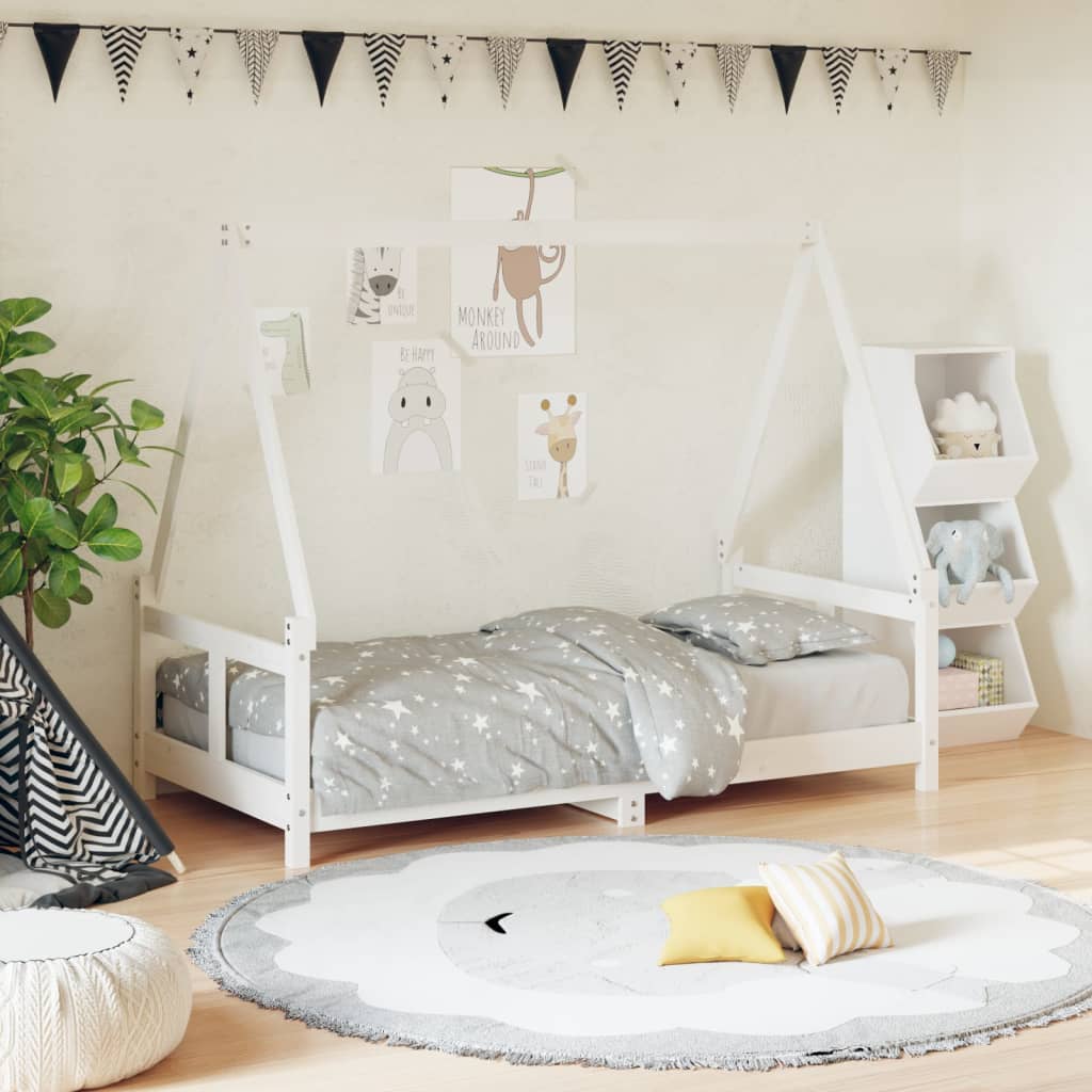 Children S Bed White 80x160 Cm Solid Pine Wood