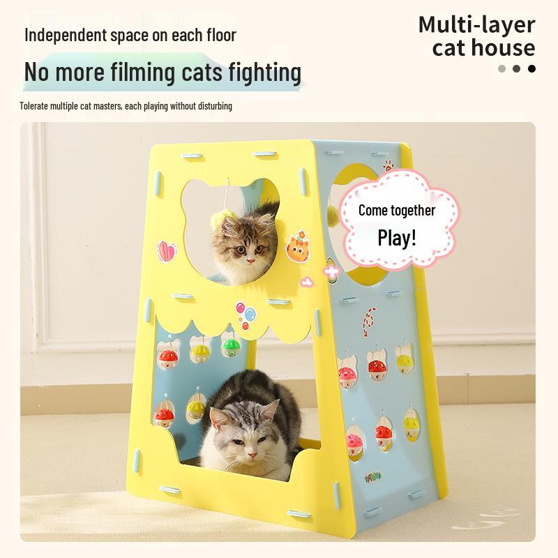 Multifunctional Cat Villa: Self-Amusement Toy with Scratching Board, Tunnel, Bed, and Climbing Frame for Boredom Relief