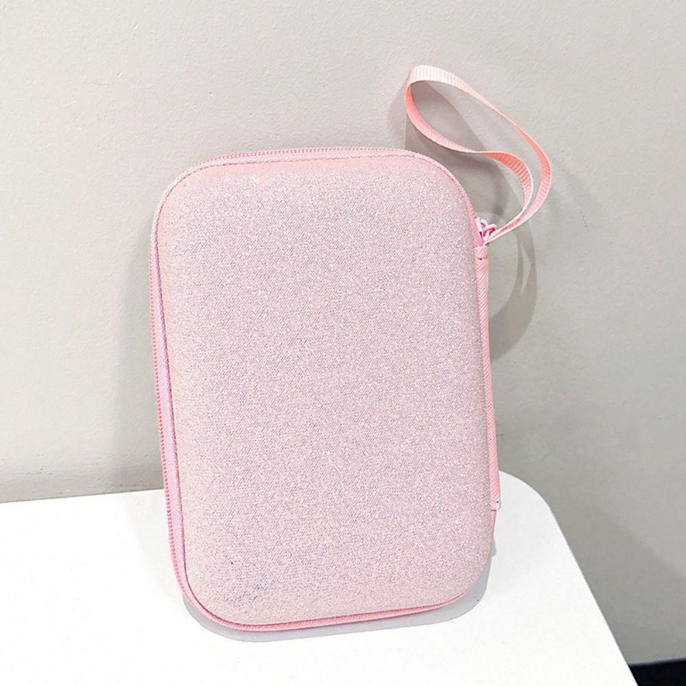 Creative Sparkling Pink Storage Bags Multifunctional Portable Zipper Bag Convenient Hard Shell Bag Headphone Data Cable