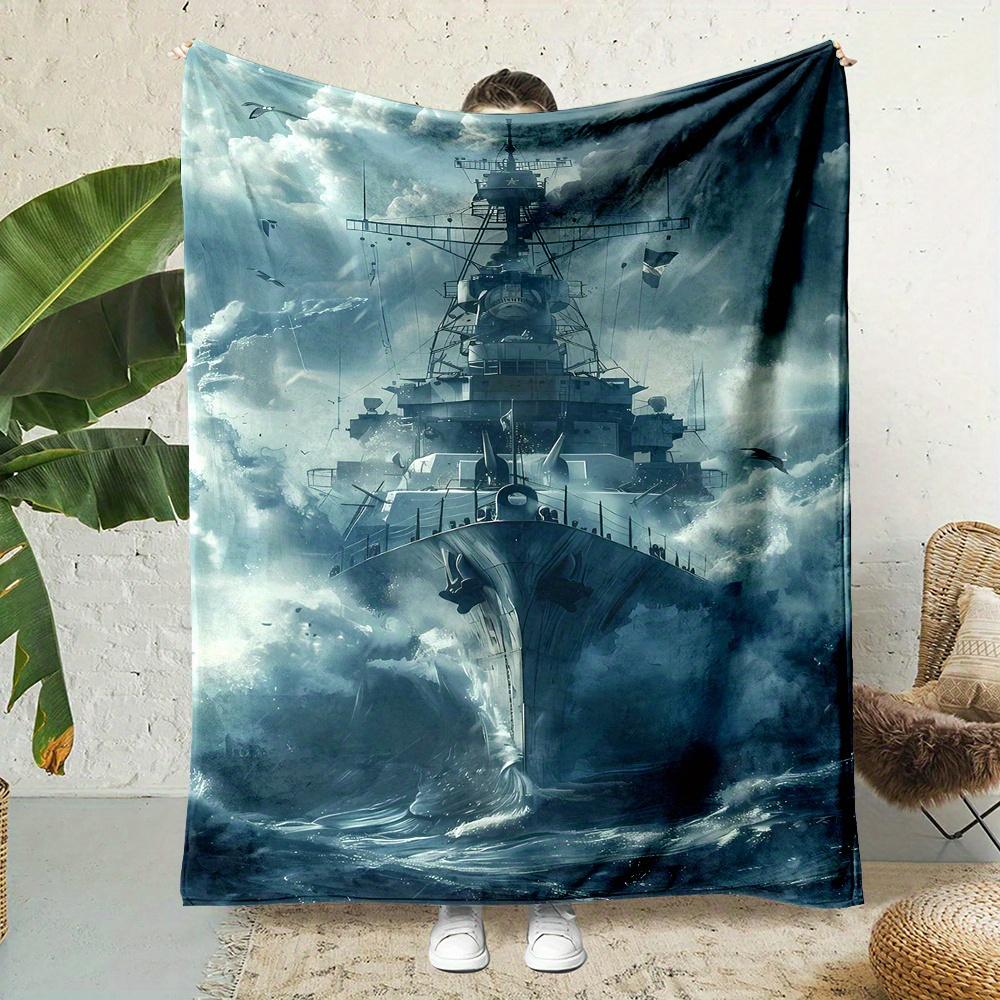 

Ocean liner pattern Flannel printed blanket suitable for all seasons suitable for living room office sofa and travel 180x250CM 75x100cm