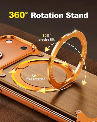 Oatsbasf Solid Wooden Phone Case for iPhone 17 Pro Max/Air/16 Pro with Stand 360° Rotatable Magnetic Shockproof Protective Cover
