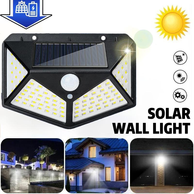 100 LED Outdoor Solar Lamp Outdoor Garden Decoration Solar LED Light Waterproof Sunlight Powered Spotlight with Motion Sensor