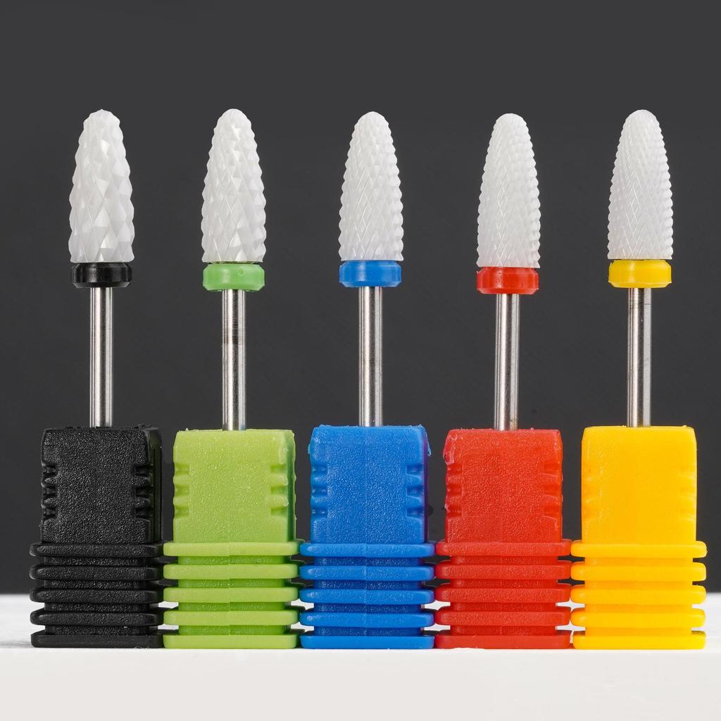 5-Piece Ceramic Nail Drill Bits Set for Manicure & Pedicure