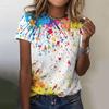 Watercolor Contrast 3D Print T-Shirts Women's O-Neck Casual Short Sleeve T Shirt Streetwear Harajuku Y2k Tee Top Female Clothing