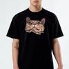 Crazy Cat Expression T Shirt Cute Wide Eye Comic Kitten Black Xl 100 Cotton Novelty Top Vintage Casual Designer Clothes