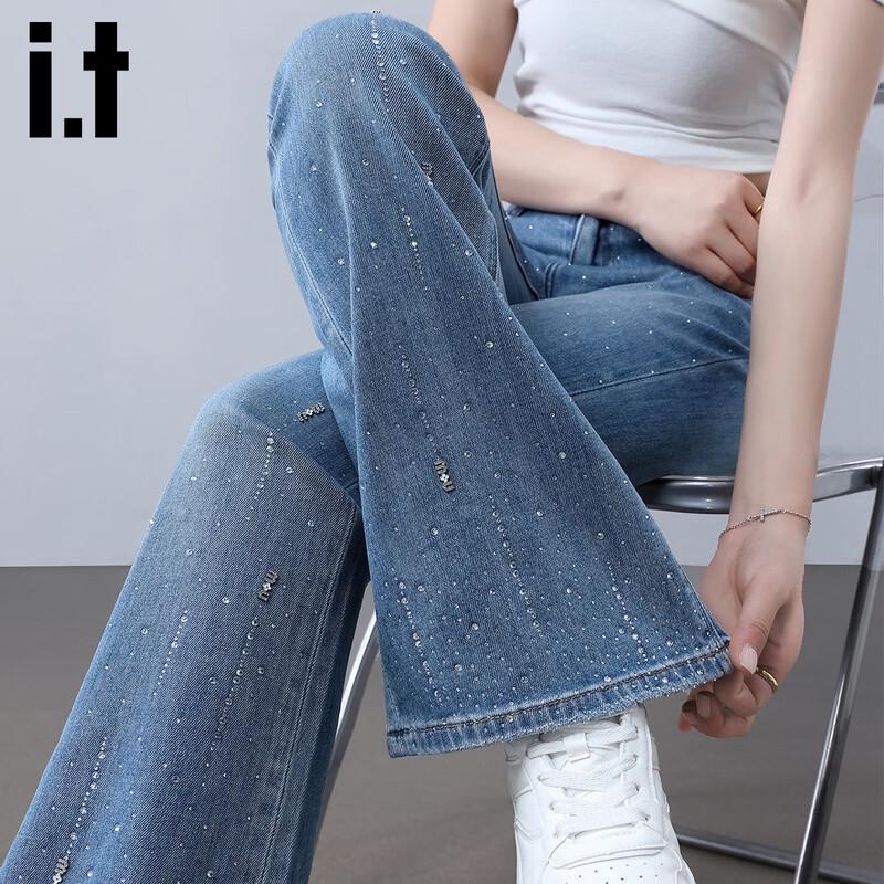 

Женские джинсы буткат с высокой посадкой и стразами от izzue it M