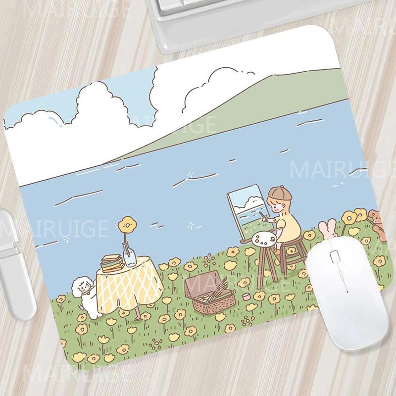 Green Small Mouse Pads Mouse Carpets Cute Desk Mats Kawaii Tulip Gaming Accessories Mouse Mat Gamer Surface for Computer Mouse