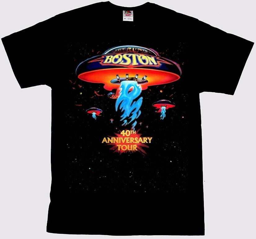 Винтажная черная хлопковая футболка BOSTON Band 40-й юбилейный выпуск Для мужчин Все размеры UR105 Унисекс футболка XXL