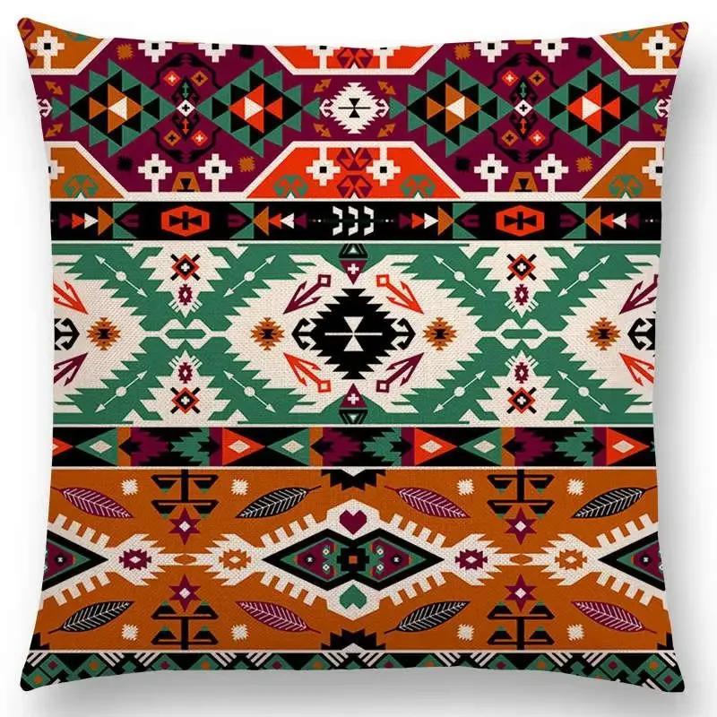 Newest Bohemia Cushion Cover Vintage Pattern Ethnic Striped Navajo Arrow Sofa Throw Pillow Case