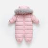Baby Fur Hooded Jumpsuit Waterproof Snowsuits Children's Winter Overalls  Boys Girls Down