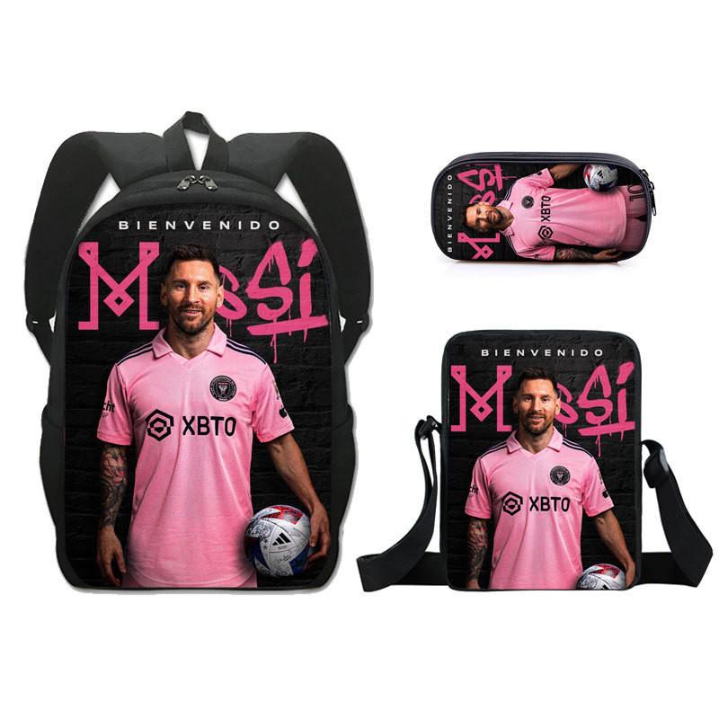 Modern Miami Messi Backpack Set With Breathable Polyester And Lightweight Design For School Use