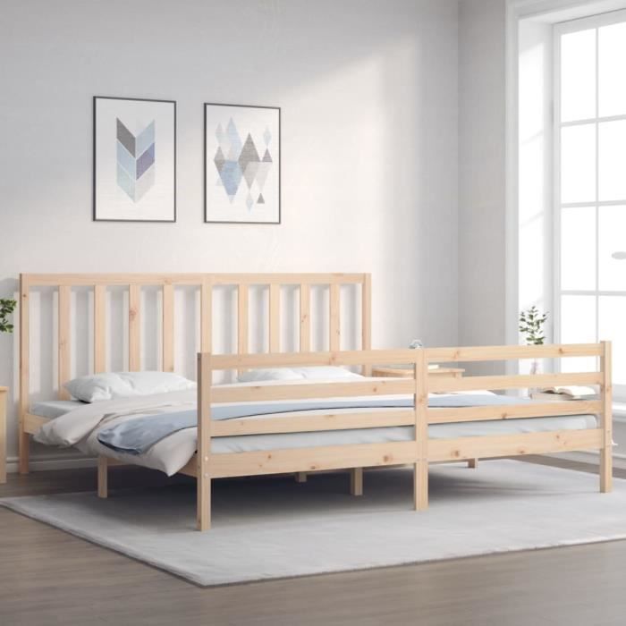 VidaXL Cadre de lit avec tête de lit 200x200 cm bois massif 3193811
