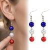 Lightweight Statement Earrings 1 Pair Independence Day for Women, Red White Blue Beads Dangle Drop Festival Party Accessories Earrings, 4th
