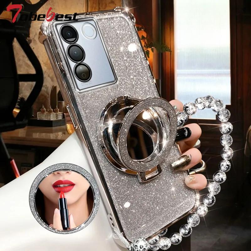 Shockproof Transparent Plating Crystal Bracelet Magsafe Phone Holder Case For Samsung Galaxy A15 A25 A35 A55 A14 A24 A34 A54 5G