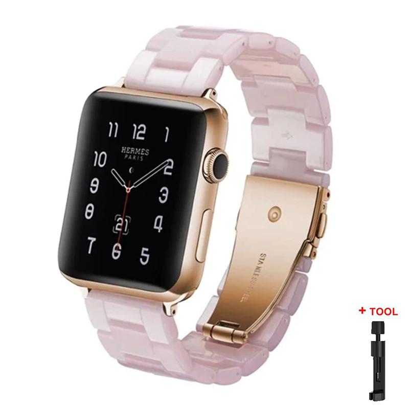 Resin Strap for Apple Watch Band 44mm 40mm 45mm 41mm 38mm 42mm Bracelet Correa iWatch Series 3 4 5 6 Se 7 Replacement Watchband
