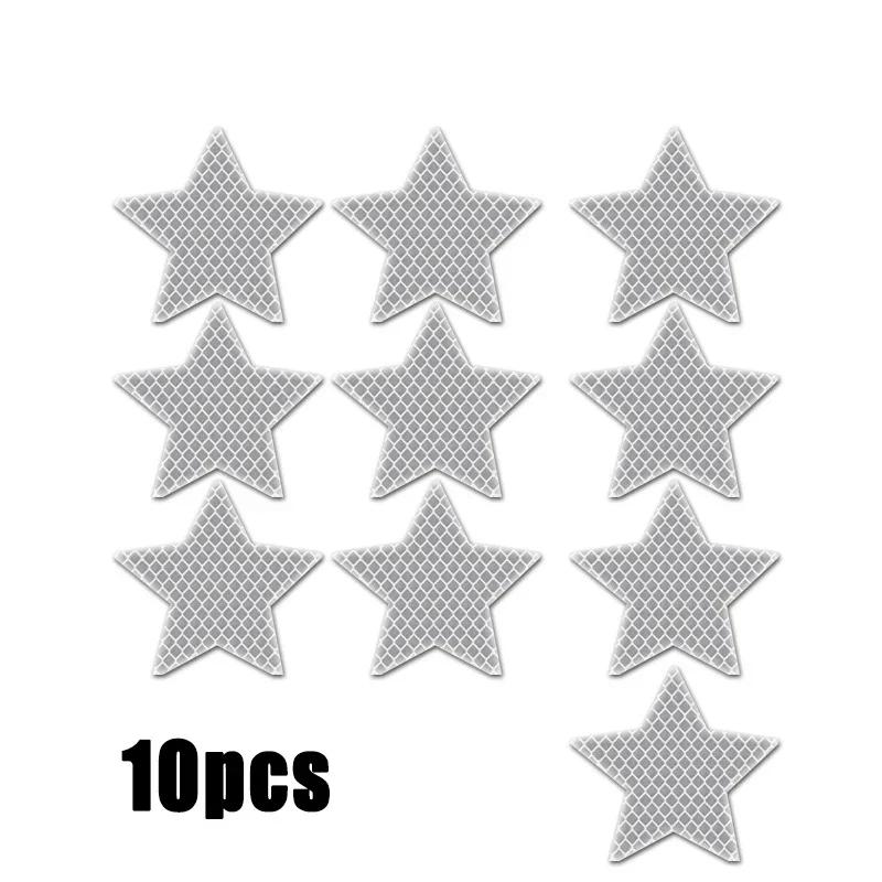 10pc Star Shape Safety Warning Tapes Stickers Intensity Grade ReflectiveSelf-Adhesive Fence Bags Outdoor Car Accessories