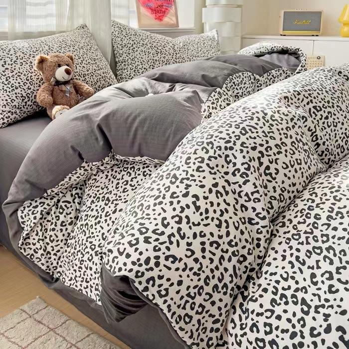 Juego de Cama de Cuatro Piezas de Gasa de Burbujas de Doble Capa Grado A para Madre y Bebé Sábana de Algodón Puro, Ropa de Cama para Dormitorio Estilo Ins