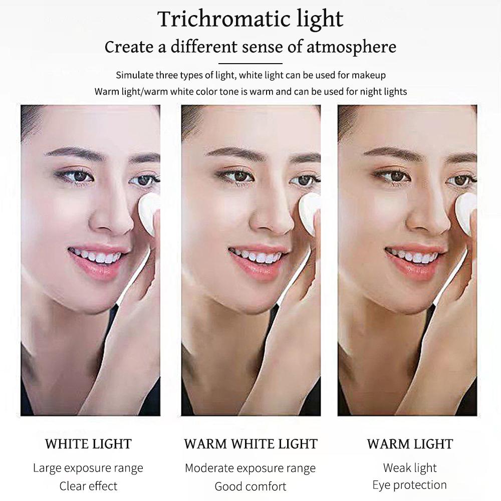 Vanity Lights USB Tricolor Light Foldable Makeup Mirror Bathroom Dressing Table Lighting Dimmable LED Vanity Light For Beauty
