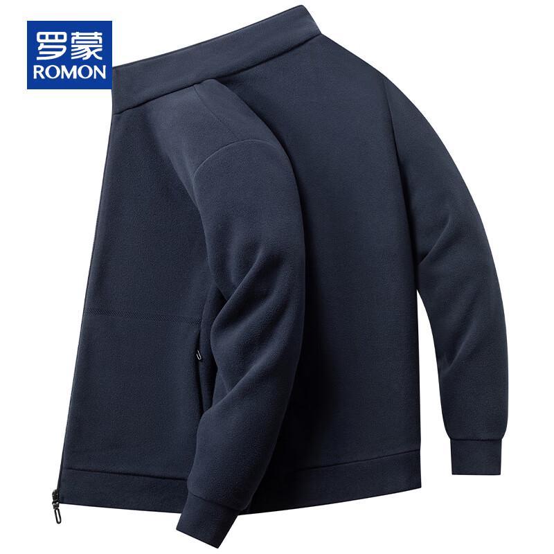 Romon Men's Fleece Lined Stand Collar Cardigan Jacket