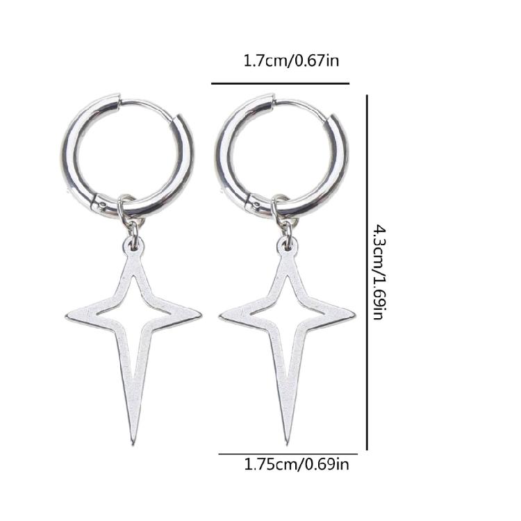 Star Drop Earring Rock Cool Women Cross Earring for Lady Girls Gift Jewelry
