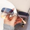 Fashion Gradient Frameless Sunglasses Oversized Square Travel Beach Shades for Women
