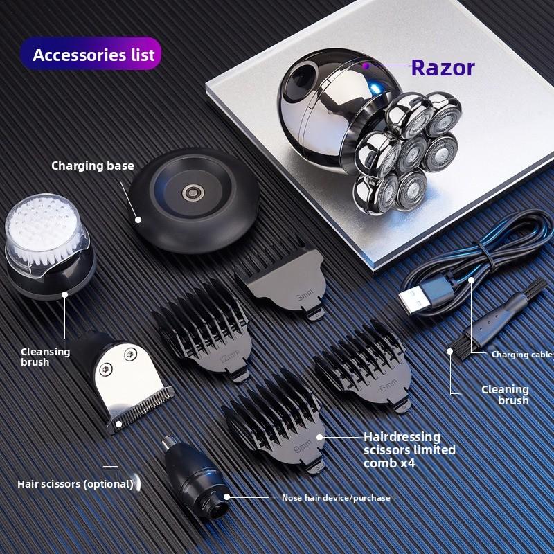 Men's Electric Shaving Kit - Intelligent Seven-blade Electric Shaver for Shaving Facial Hair, Perfect for Clean-shaven Heads At Home.