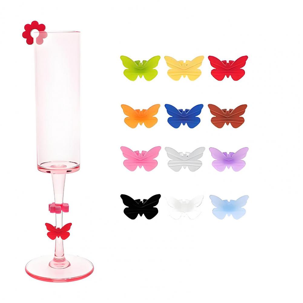 Drink Marker Rings Silicone Colorful Wine Glass Markers Reusable Wine Glass Labels for Parties Receptions Weddings