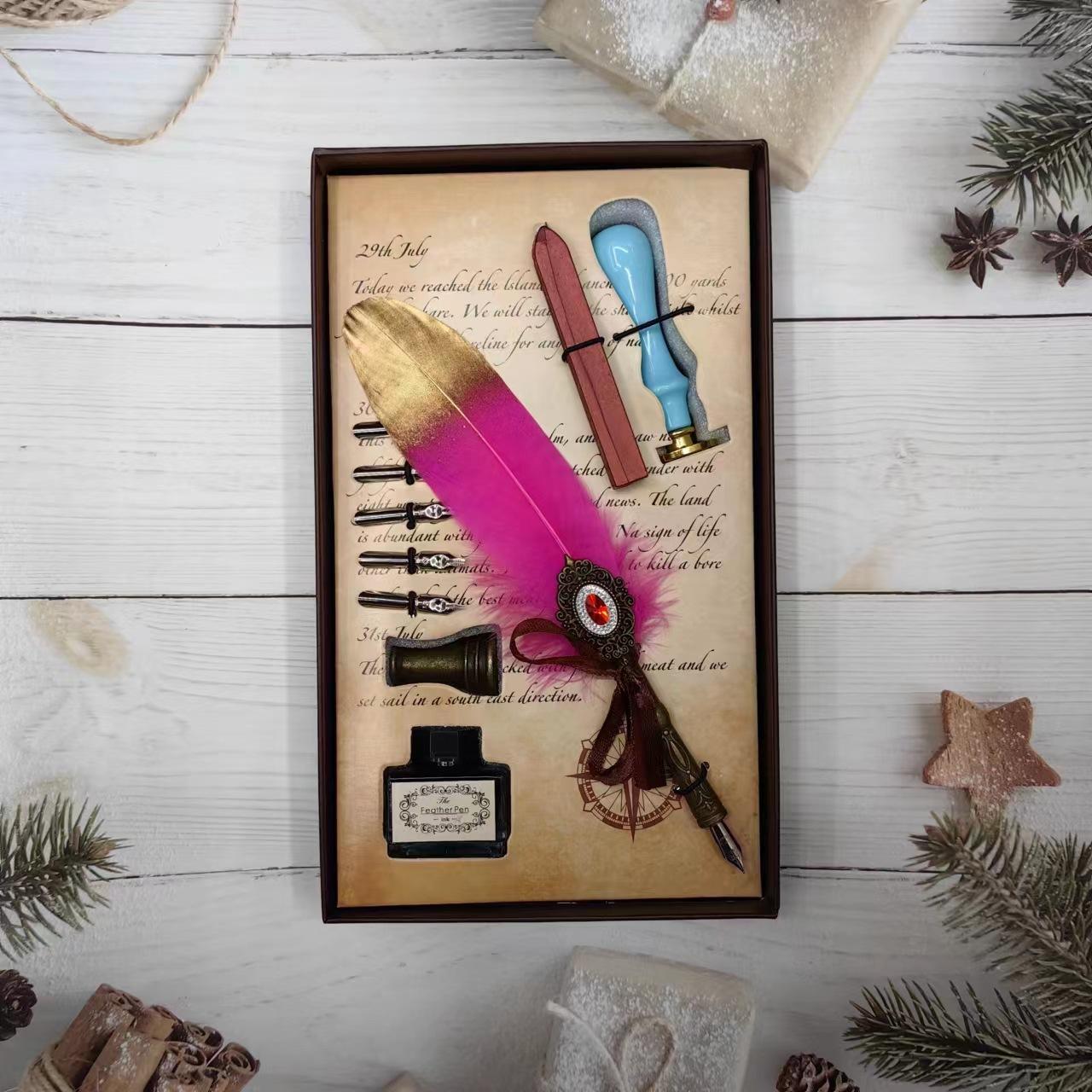 

Creative Retro Magic Quill, Magic Stone Accessories Quill With Base Seal Pen Gift 0.5mm