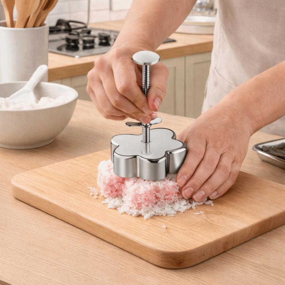 Flower Shape Rice Ball Mold Stainless Steel Meat Patty Mold Sushi Rice Ball Maker  Camping Picnic