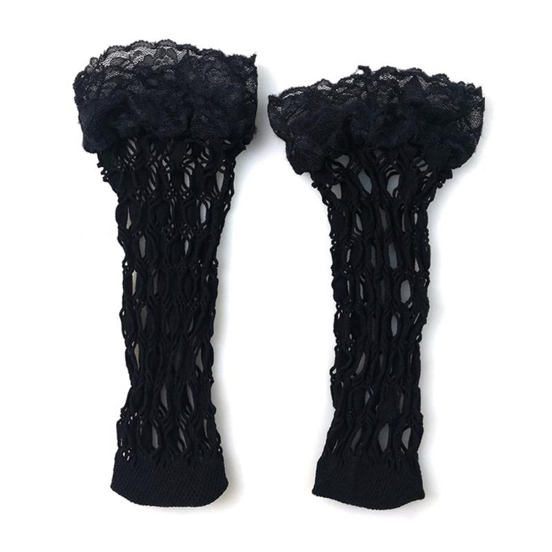 Black Mesh Socks For Women Elegant Ruffle Frilly Dress Socks Hollowout Fishnet Rhombus Patterned Ankle Socks Hosiery
