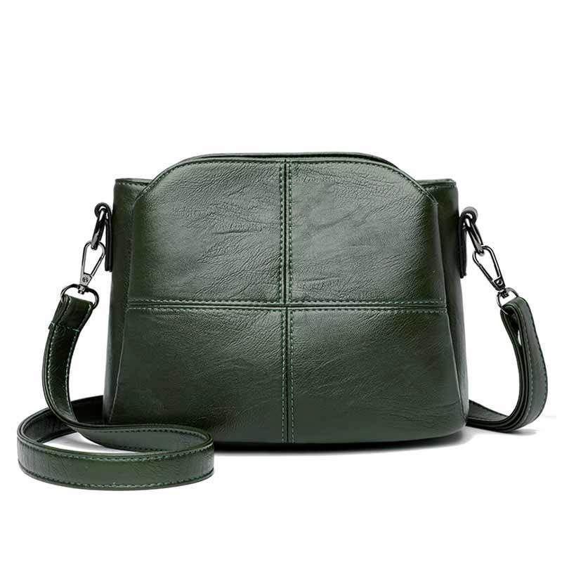 New women's bag fashion bucket bag multi-layer versatile Korean version middle-aged mother bag soft leather women's shoulder bag messenger bag