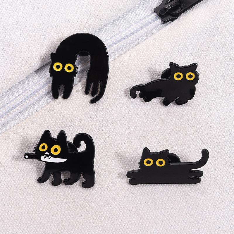 Japanese Cartoon Black Cat Series Alloy Brooch Metal Badge Lapel Pins Badges On Backpack Pines
