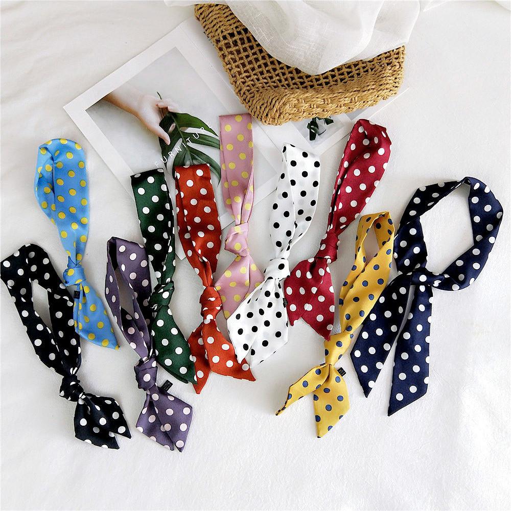 New Polka Dot Small Scarves Women'S Spring Styles Fashionable And Versatile Autumn And Winter Long Bags Wrist Scarves Decoration