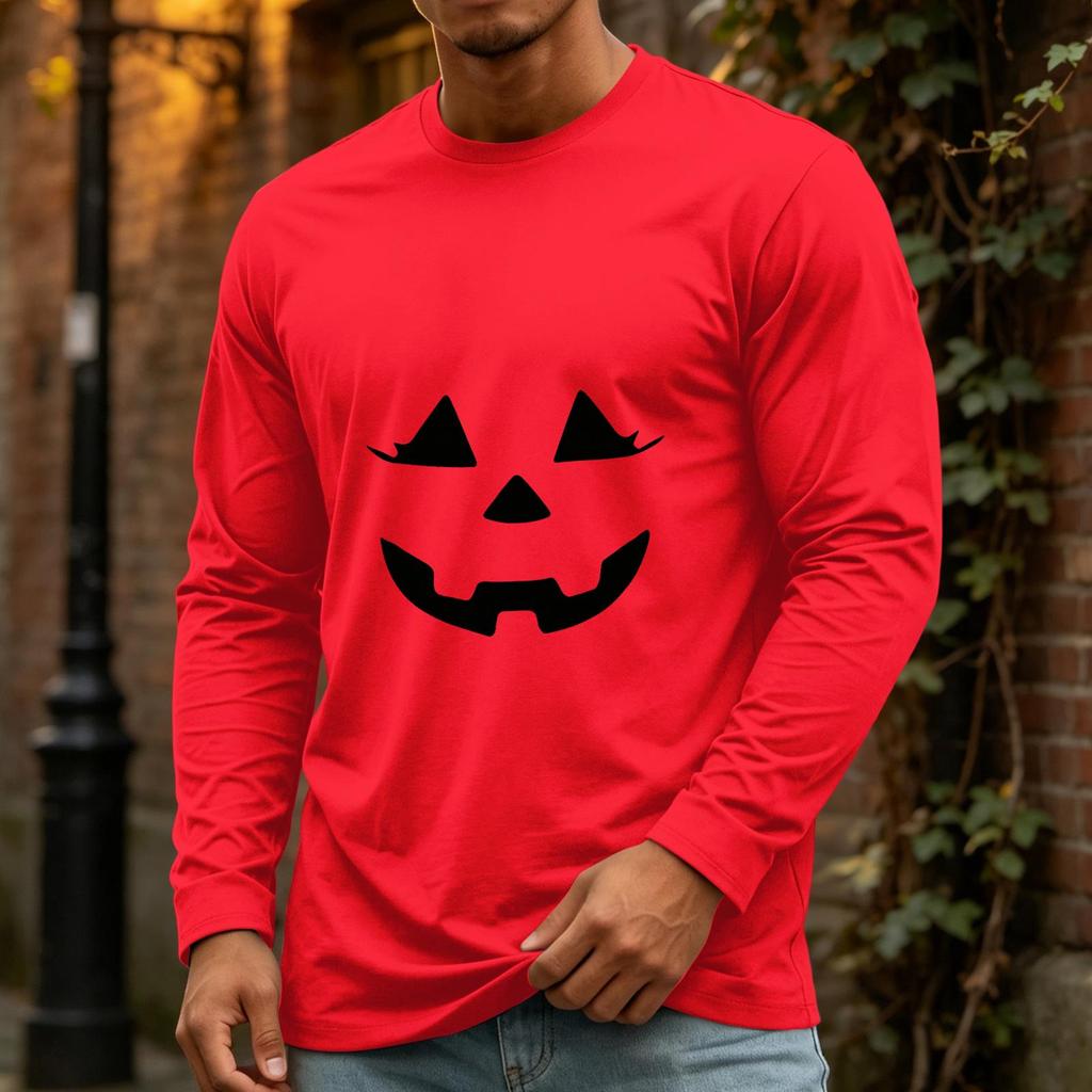Men's Halloween Long Sleeve Neck Casual Top for Party