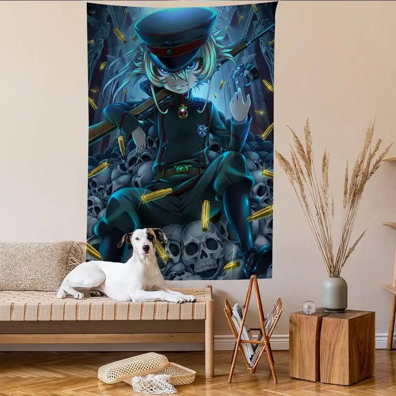 The Saga of Tanya the Evil Tapestry, Tanya Degurechaff Anime Print Wall Hanging for Bedroom Dorm Home Decor 100X70CM