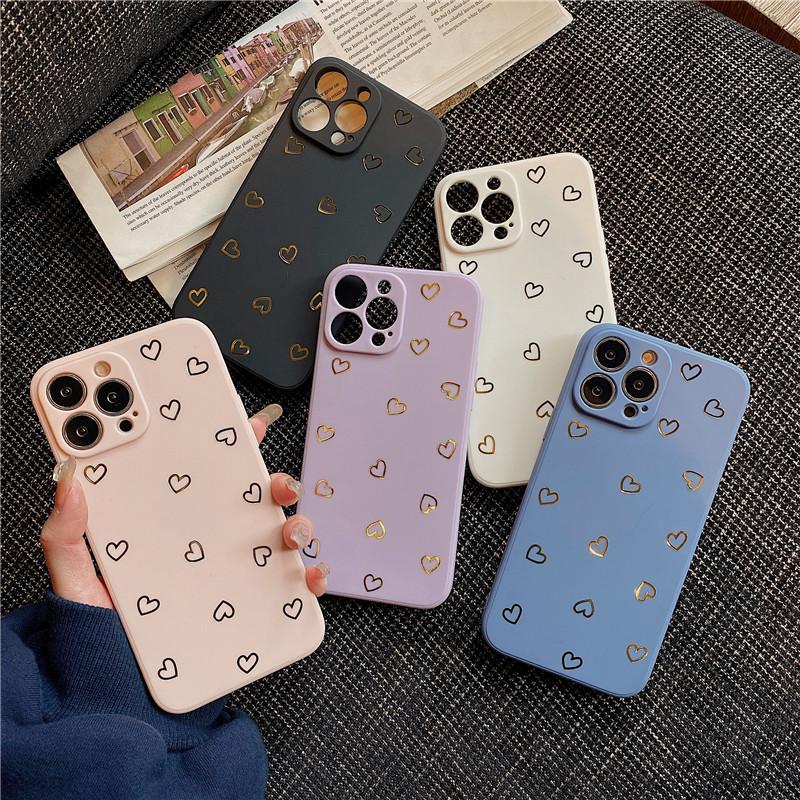 Ottwn Fashion Candy Color Love Heart Handyhülle für iPhone 13 Pro Max 14 Pro Max 11 12 Pro X XR XS Max 7 8 14Plus Weiche TPU-Abdeckung
