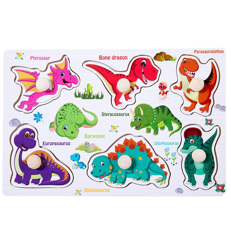 Montessori Wooden Peg Puzzle Board: Animal, Fruit & Vehicle Shape Recognition for Kids