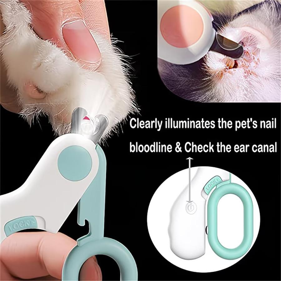 Professional LED Light Cat Dog Nail Clipper Cutter Pet Claw Trimmer with Safe Lock Puppy Kitten Animals Care Grooming Accessorie