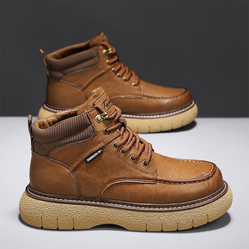 

Модные мужские ботинки, высокие ботильоны, мужская обувь, нескользящие кожаные ботинки на шнуровке, мужские износостойкие походные ботинки Botas Para Hombre 44 коричневый