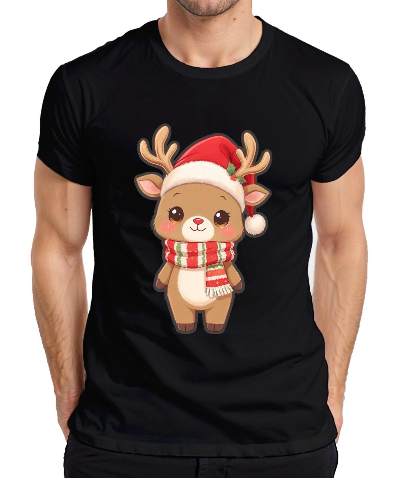 Süßes Rentier Weihnachten Kinder Kawaii Santa Mütze Schal Festlic Herren T-Shirt S